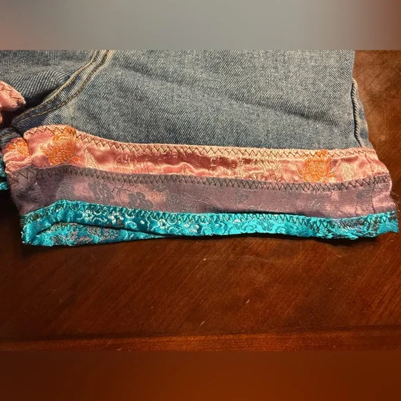 Route 66 Girls Denim Shorts - Blue and Pink - Picture 3 of 5